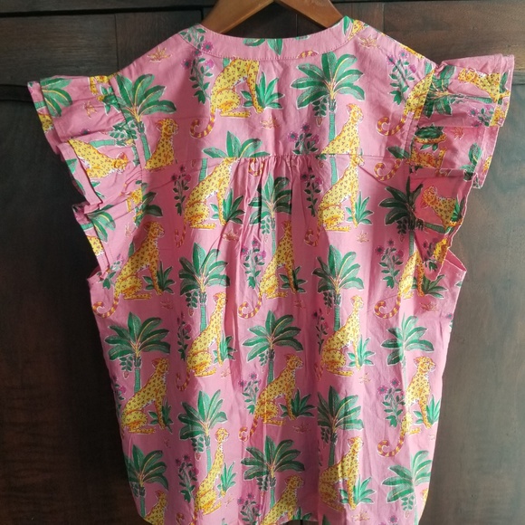 NWT Printfesh Ruffle Sleeve Blouse Leopard XS - Picture 3 of 3
